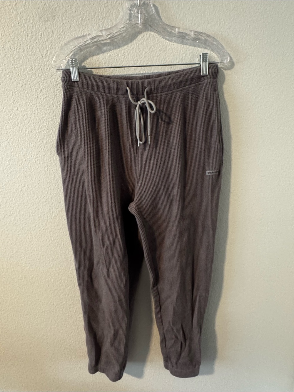White Fox Knit Drawstring Jogger Pants - Gray